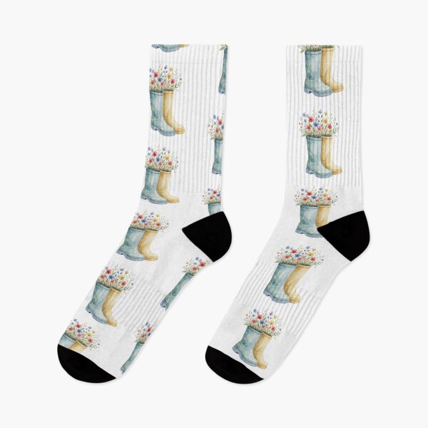 Artikelvorschau, Flower Rain Boots Sticker | Cottage Garden Decor entworfen und verkauft von AillustriaAK.