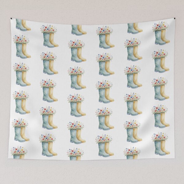 Item preview, Flower Rain Boots Sticker | Cottage Garden Decor designed and sold by AillustriaAK.