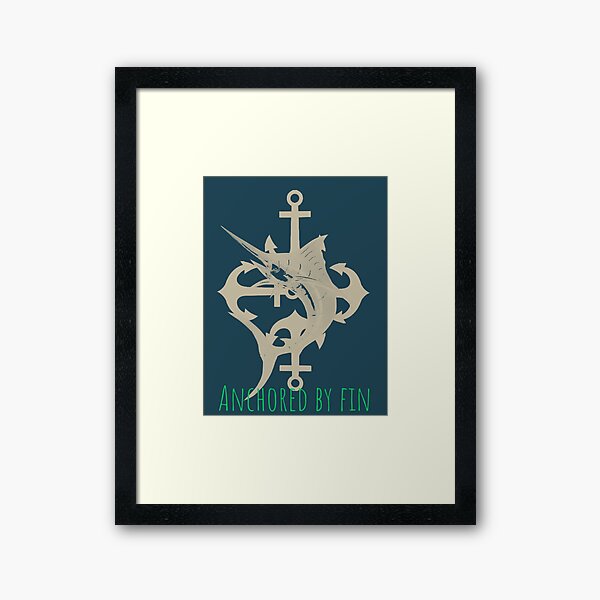 Anchored by fin Framed Art Print