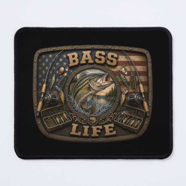 Item preview, Bass Life Largemouth Bass Fishing American Flag Angler Wall Art Fisherman Gift designed and sold by artistwill.