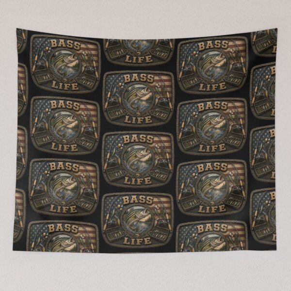 Item preview, Bass Life Largemouth Bass Fishing American Flag Angler Wall Art Fisherman Gift designed and sold by artistwill.