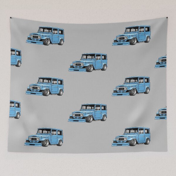 Item preview, Custom 1960 Toyota Land Cruiser FJ40 Lowered Vintage Blue Illustration designed and sold by Motorline44.