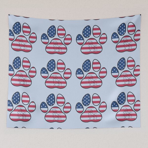 Item preview, Patriotic paw print with cat and dog friends designed and sold by Doodles Down South.
