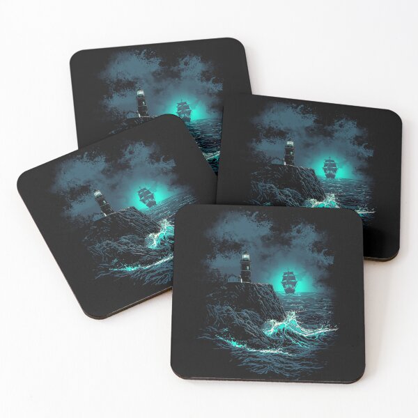 Item preview, Ghost Ship & Lighthouse T-Shirt | Glowing Ocean Night | Dark Nautical Fantasy Graphic designed and sold by Vvmd.