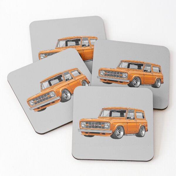 Item preview, Custom 1965 Ford Bronco Lowered Orange Vintage Truck Illustration designed and sold by Motorline44.