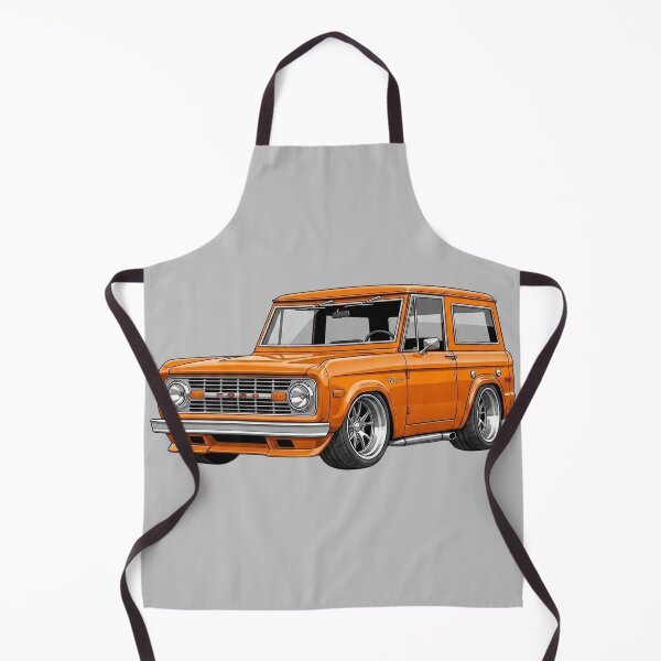 Aperçu de l'œuvre Illustration d'un Ford Bronco orange abaissé de 1965, style vintage créée et vendue par Motorline44.