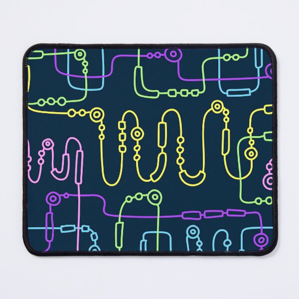 Item preview, Neon Circuit Line Art – Colorful Abstract Pattern on Dark Navy Background designed and sold by BuckaBaby.