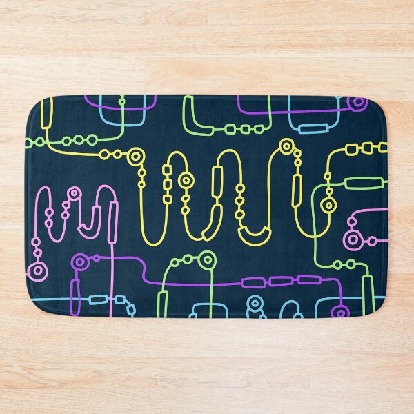 Item preview, Neon Circuit Line Art – Colorful Abstract Pattern on Dark Navy Background designed and sold by BuckaBaby.