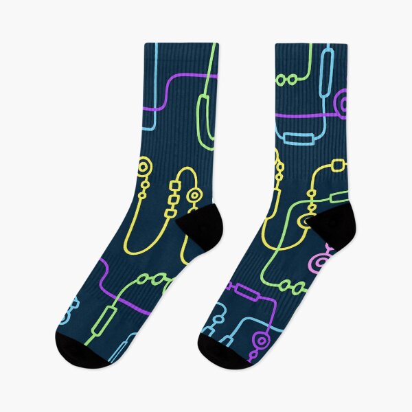 Item preview, Neon Circuit Line Art – Colorful Abstract Pattern on Dark Navy Background designed and sold by BuckaBaby.