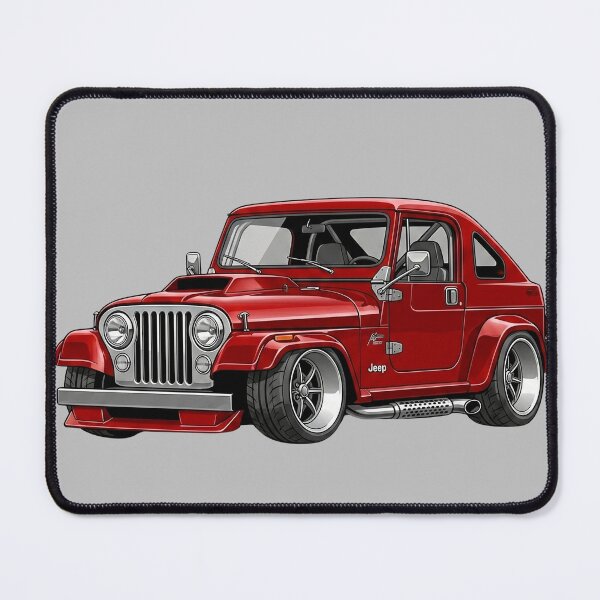 Item preview, Custom 1966 Jeep CJ-5 Lowered Red Vintage Hardtop Illustration designed and sold by Motorline44.