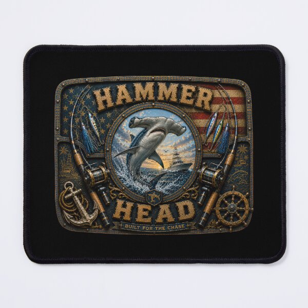 Item preview, Hammer Head Built for the Chase Deep Sea Fishing American Flag Sport Fishing Wall Art designed and sold by artistwill.