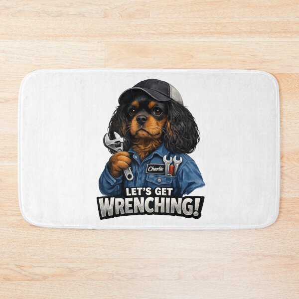 Item preview, Let's Get Wrenching! Black and Tan Cavalier designed and sold by SpottyRainbow.