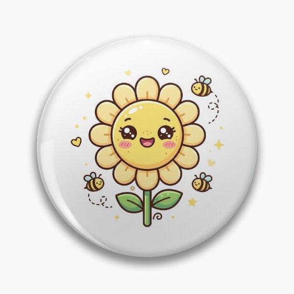 Item preview, Cute Kawaii Sunflower and Happy Little Bees designed and sold by ajamzbox.