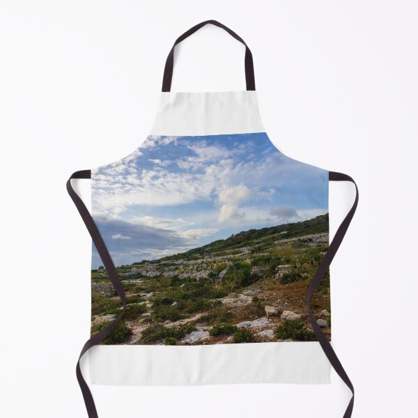 Item preview, Rocky Terraced Hillside With Dry Stone Walls and Coastal Mediterranean Landscape Under Blue Sky designed and sold by Nmallia.