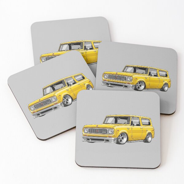 Item preview, Custom 1967 International Harvester Scout 800 Lowered Yellow Vintage Illustration designed and sold by Motorline44.