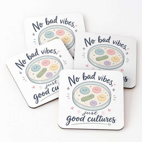 Item preview, No Bad Vibes Just Good Cultures Cute Microbiology Sticker designed and sold by Sophie Cotton.