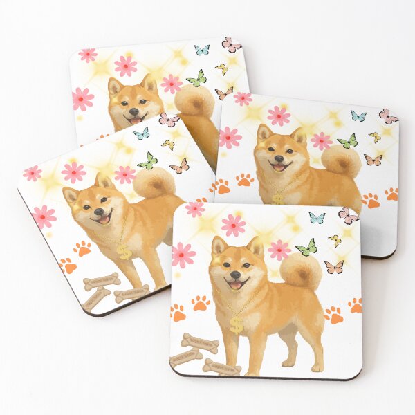 Item preview, Cute Shiba Inu with Golden Chain and Butterflies designed and sold by DidiDesignShop.
