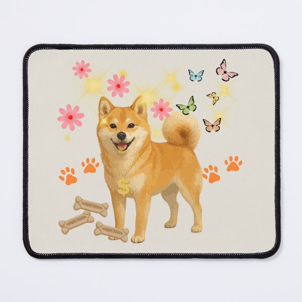Item preview, Cute Shiba Inu with Golden Chain and Butterflies designed and sold by DidiDesignShop.
