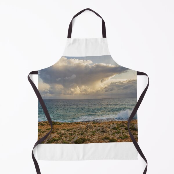 Item preview, Dramatic Cloud Over Ocean Horizon With Waves Crashing On Rocky Shore At Sunset designed and sold by Nmallia.
