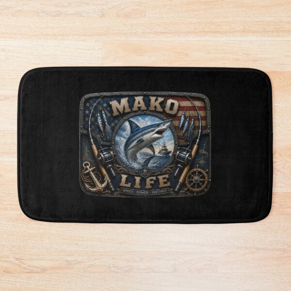Item preview, Mako Life Speed Power Instinct Deep Sea Shark Fishing American Flag Wall Art designed and sold by artistwill.
