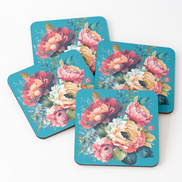 Item preview, Peonies on Blue designed and sold by The Painted Lamb.
