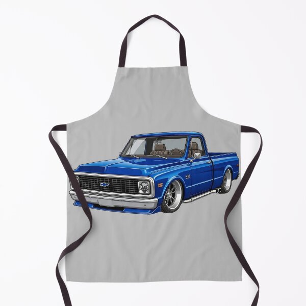 Item preview, Custom 1969 Chevrolet K10 Lowered Blue Vintage Pickup Truck Illustration designed and sold by Motorline44.