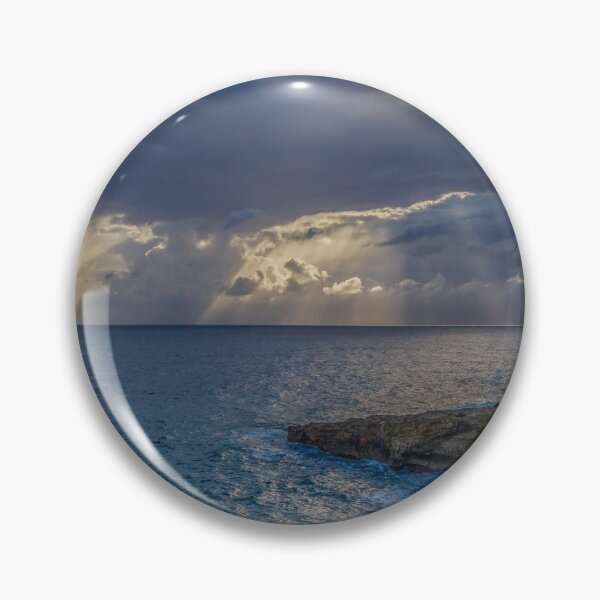 Item preview, Dramatic Cloud Over Ocean Horizon With Waves Crashing On Rocky Shore At Sunset designed and sold by Nmallia.