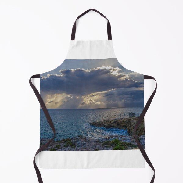Item preview, Dramatic Cloud Over Ocean Horizon With Waves Crashing On Rocky Shore At Sunset designed and sold by Nmallia.