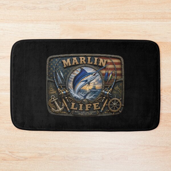 Item preview, Marlin Life Built for the Chase Deep Sea Fishing American Flag Sport Fishing Wall Art designed and sold by artistwill.