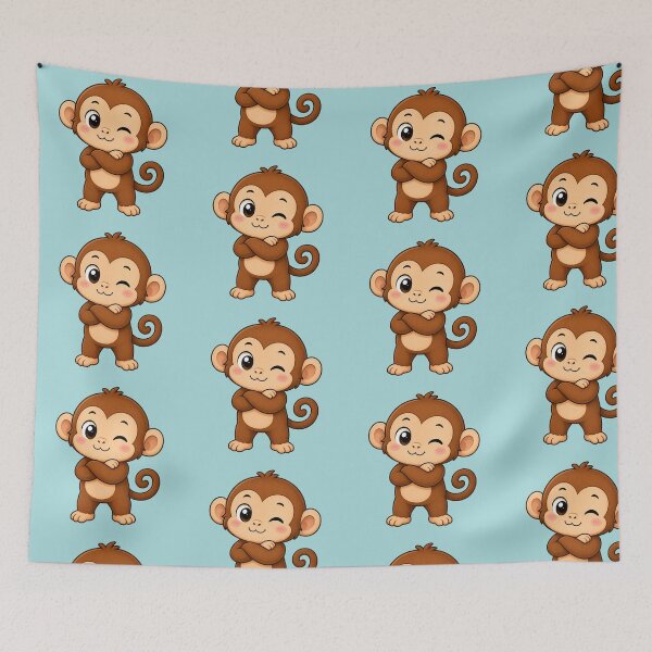 Item preview, Cute Winking Monkey Cartoon Standing Crossed Arms designed and sold by Seculinator.