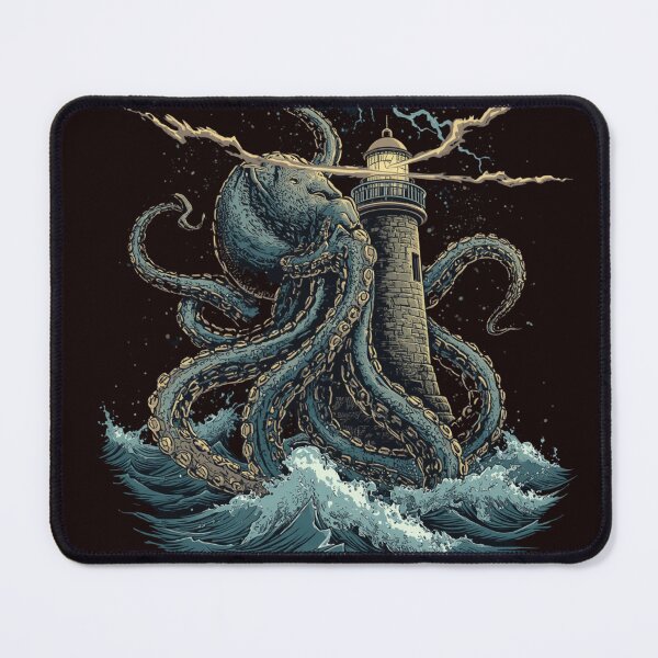 Item preview, Kraken Attacks Lighthouse T-Shirt | Vintage Sea Monster Illustration | Dark Nautical Horror Graphic designed and sold by Vvmd.