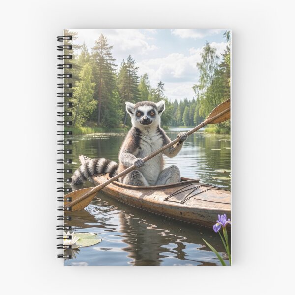 Item preview, Ring-Tailed Lemur Kayaks a North Woods Lake designed and sold by Tridentulus.