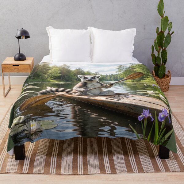 Item preview, Ring-Tailed Lemur Kayaks a North Woods Lake designed and sold by Tridentulus.