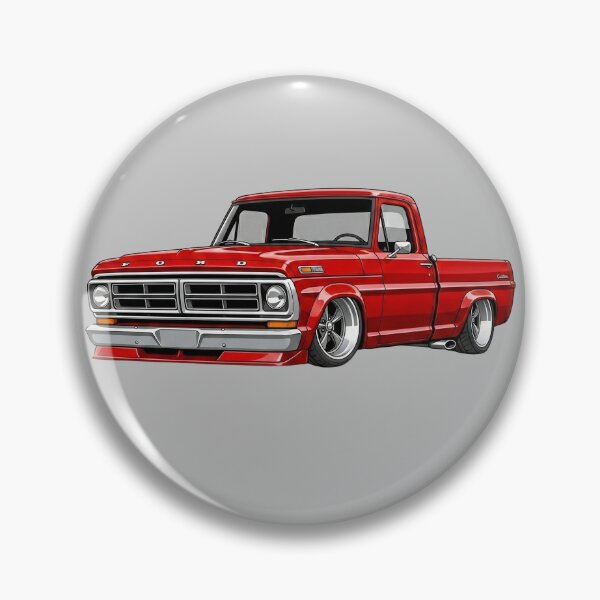 Item preview, Custom 1970 Ford F-250 Lowered Red Vintage Pickup Truck Illustration designed and sold by Motorline44.