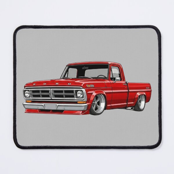 Item preview, Custom 1970 Ford F-250 Lowered Red Vintage Pickup Truck Illustration designed and sold by Motorline44.
