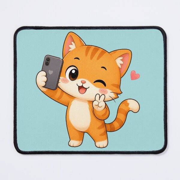 Item preview, Cute Winking Ginger Cat Taking Selfie Cartoon designed and sold by Seculinator.