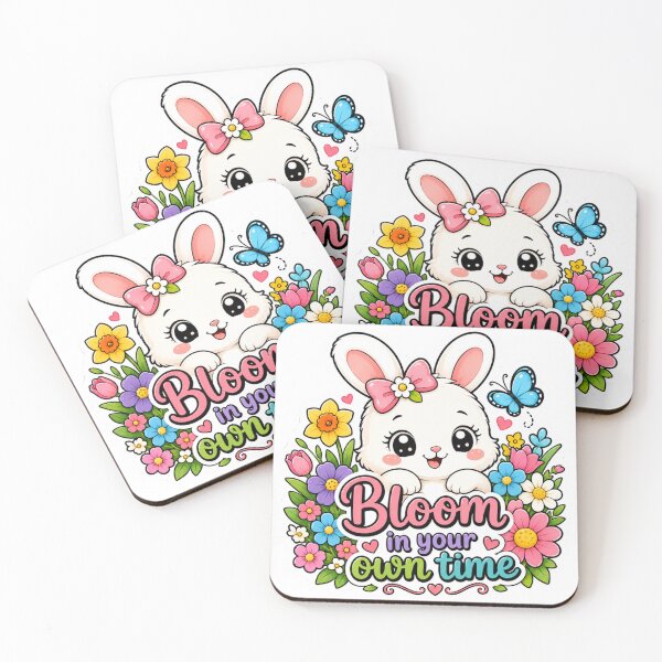 Item preview, Cute Kawaii Bunny - Bloom In Your Own Time Floral Sticker designed and sold by mimiartes.