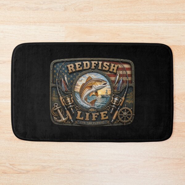 Item preview, Redfish Life Live the Pursuit Saltwater Fishing American Flag Coastal Fishing Wall Art designed and sold by artistwill.