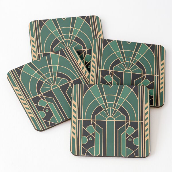 Item preview, Emerald Gold Art Deco Geometric Pattern designed and sold by neonvelour.