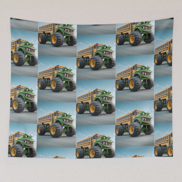 Item preview, TOCOCLAWS School Bus Beast: Monster Truck Dinosaur Throw Pillow designed and sold by TOCOCLAWS.