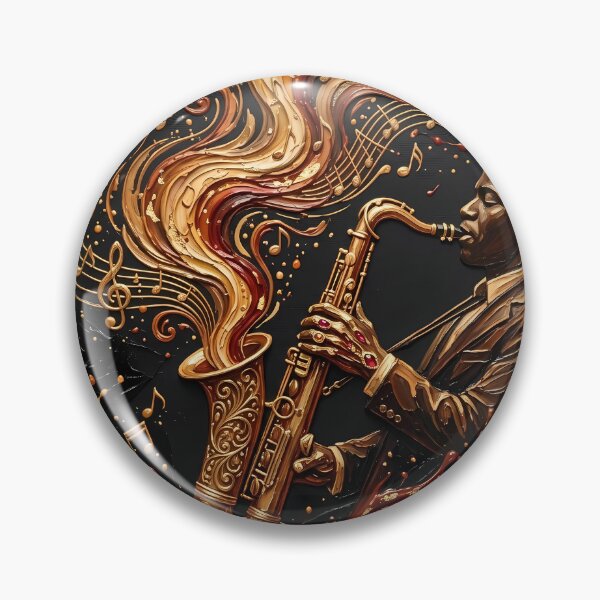 Item preview, Golden Jazz Saxophone - Soulful Musician & Luxury Palette Knife Oil Painting designed and sold by SupernovaNote.
