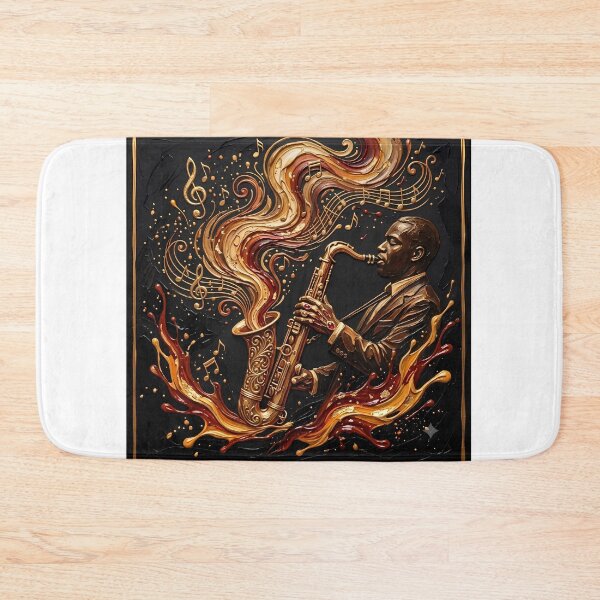 Item preview, Golden Jazz Saxophone - Soulful Musician & Luxury Palette Knife Oil Painting designed and sold by SupernovaNote.