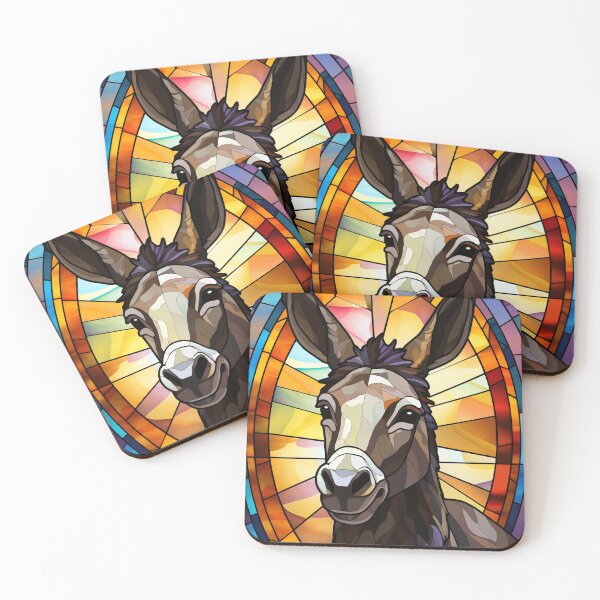 Item preview, Donkey Stained Glass Art Vibrant Mosaic Portrait designed and sold by pinkal.