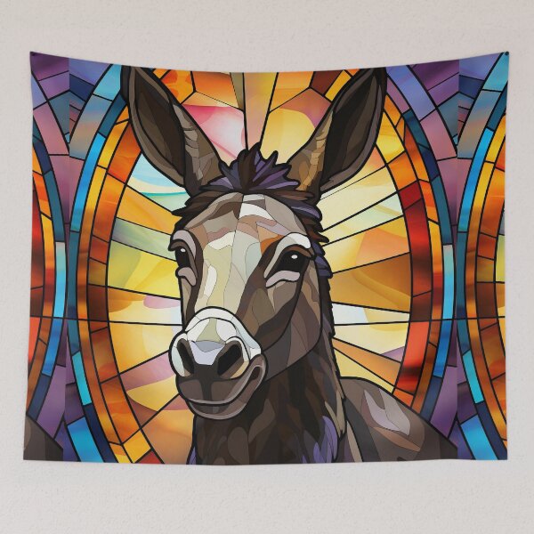 Item preview, Donkey Stained Glass Art Vibrant Mosaic Portrait designed and sold by pinkal.