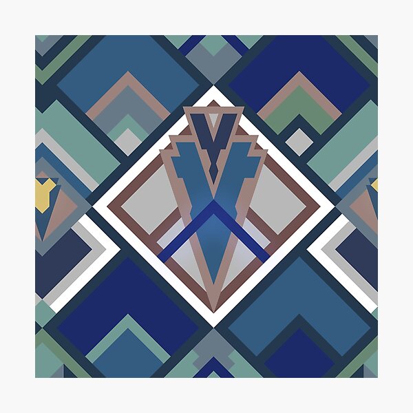 Art Deco fan: peacock Photographic Print