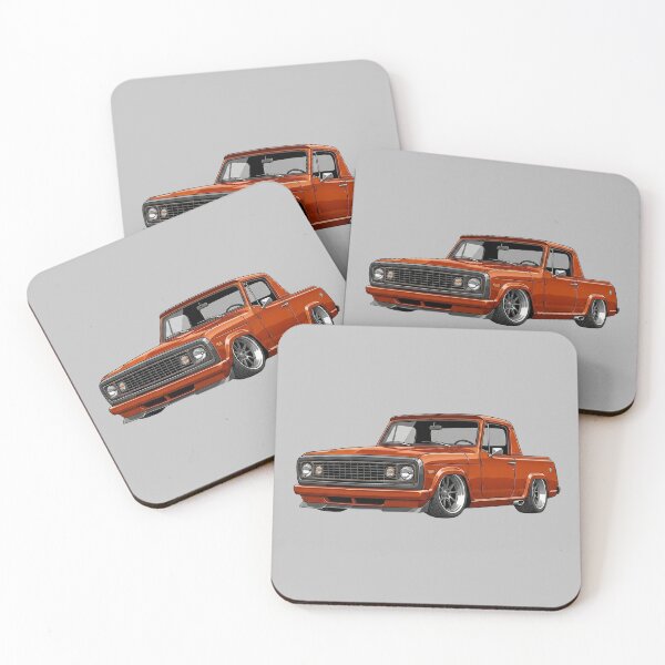 Aperçu de l'œuvre Illustration d'un Jeep Commando orange rabaissé de 1972, camion vintage personnalisé créée et vendue par Motorline44.