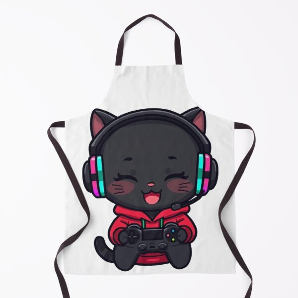 Item preview, Cute Black Gamer Cat in Strawberry Hoodie Kawaii Gaming Sticker designed and sold by Stylestickers55.
