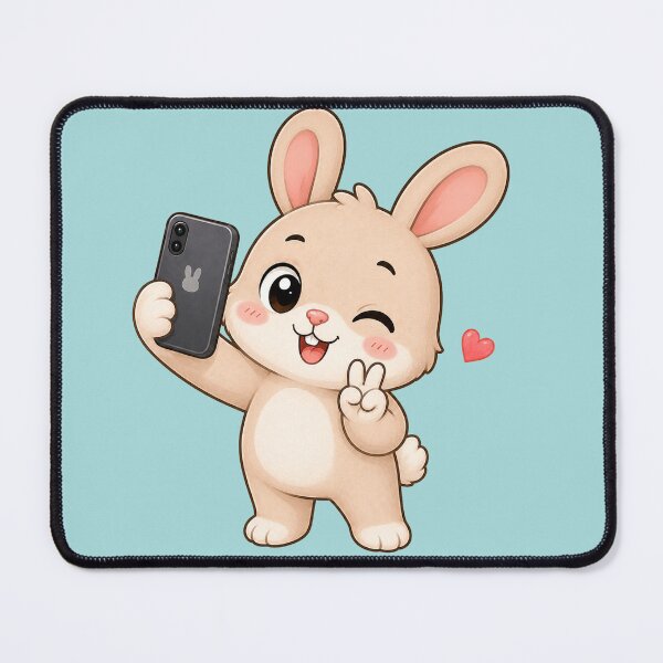 Item preview, Cute Winking Bunny Rabbit Taking Selfie Cartoon designed and sold by Seculinator.