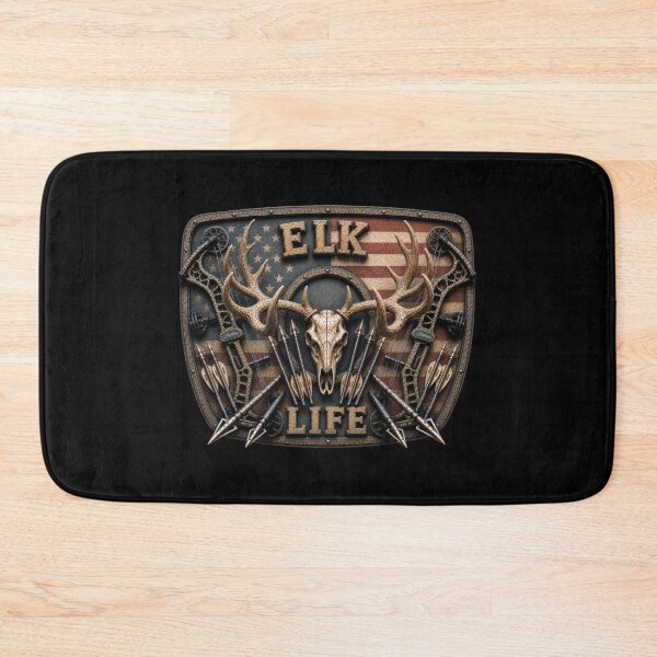 Item preview, Elk Life American Flag Trophy Bull Elk Bow Hunting Badge Wall Art for Archery Hunters designed and sold by artistwill.