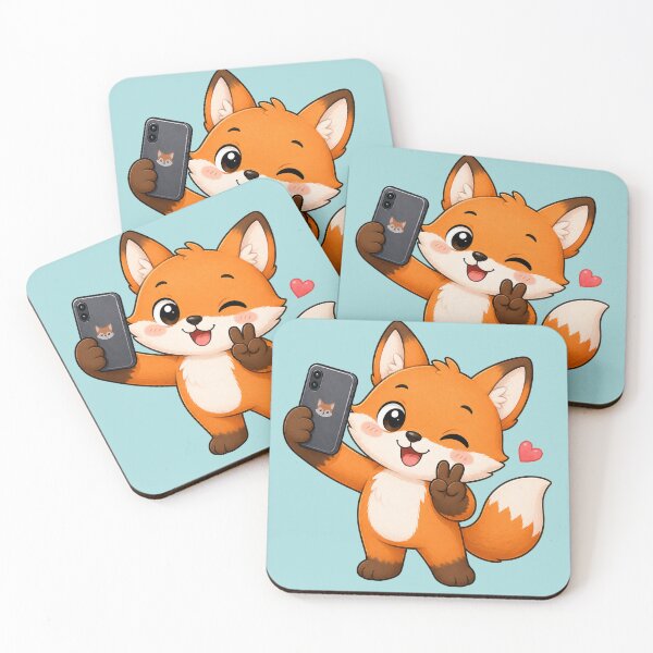 Item preview, Cute Winking Fox Cub Taking Selfie Cartoon designed and sold by Seculinator.